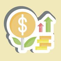 Sticker Money Growth. related to Finance and Tax symbol. simple design illustration vector