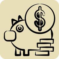 Icon Money Saving. related to Finance and Tax symbol. hand drawn style. simple design illustration vector