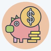 Icon Money Saving. related to Finance and Tax symbol. color mate style. simple design illustration vector