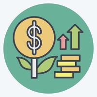 Icon Money Growth. related to Finance and Tax symbol. color mate style. simple design illustration vector