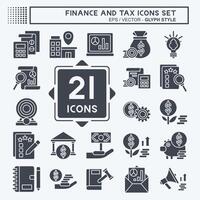 Icon Set Finance and Tax. related to Business symbol. glyph style. simple design illustration vector