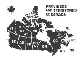 mapa Canadá. póster mapa de provincias y territorios de Canadá vector