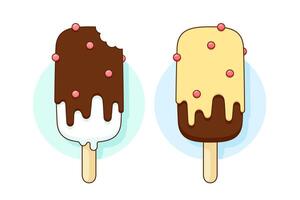 Icon chocolate and lemon ice cream different pastel color in line graphic vector