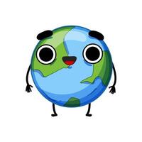 happy earth planet character cartoon illustration vector