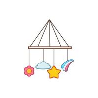 kid crib mobile cartoon illustration vector