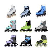 inline skates set cartoon illustration vector