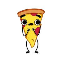 cara Pizza rebanada personaje dibujos animados ilustración vector