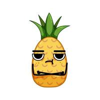fruit pineapple character cartoon illustration vector
