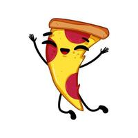 mascot pizza slice character cartoon illustration vector
