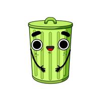 cute trash bin character cartoon illustration vector