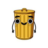 garbage trash bin character cartoon illustration vector