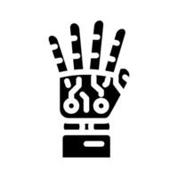 palm robot hand gesture glyph icon illustration vector