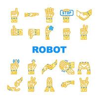 hand robot technology icons set vector