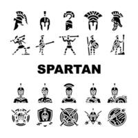 spartan warrior helmet icons set vector