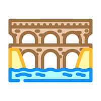 aqueduct bridge color icon illustration vector