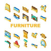 outdoor furniture garden terrace icons set vector