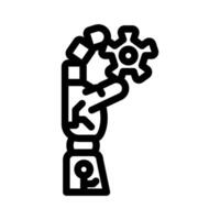 hold robot hand gesture line icon illustration vector