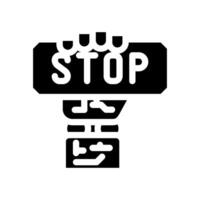 stop robot hand gesture glyph icon illustration vector