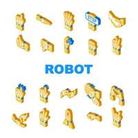 hand robot technology icons set vector