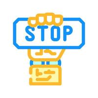 stop robot hand gesture color icon illustration vector