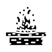 fuego pozo mesa al aire libre mueble glifo icono ilustración vector