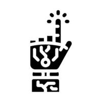 press click robot hand gesture glyph icon illustration vector