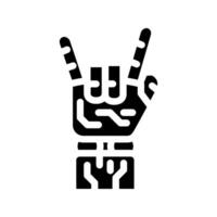 rock and roll robot hand gesture glyph icon illustration vector