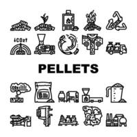 wood pellets eco energy icons set vector