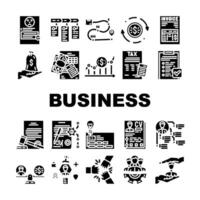 business process technology icons set vector