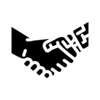 handshake robot hand gesture glyph icon illustration vector