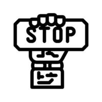 stop robot hand gesture line icon illustration vector