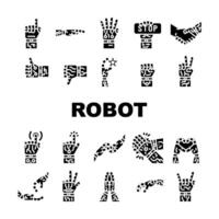 hand robot technology icons set vector