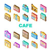 street cafe city outdoor icons set vector