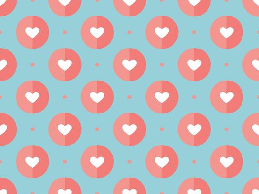 Seamless pattern of hearts on a turquoise background