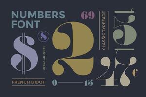 Font of numbers in classical french didot vector