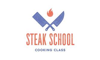 Meat logo. Logo template for cooking school, class, kitchen course vector