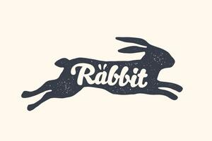 Rabbit, lettering. Design of farm animals - Rabbit vector