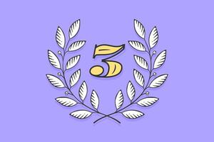 Laurel wreath icon with number Three vector