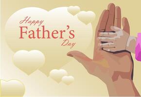 padre padre mano conmovedor el palma de su pequeño bebé hijo suavemente con corazón símbolo celebrando del padre día vector