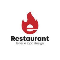 The letter E logo design is burning with bright red flames vector