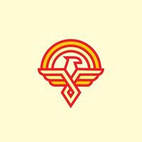 en forma de águila línea emblema logo diseño vector