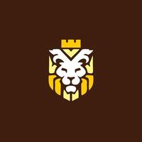 lion king logo design using a crown, lion illustration vector