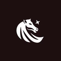 white horse head logo design vector