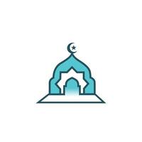 blue mosque dome logo design vector
