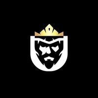 silhouette logo design of a king's head using a crown vector