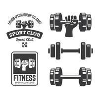 set of fitness logo. kettlebell combined dumbbell design vector