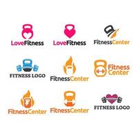 Set of Fitness logo design. vector