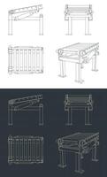 Conveyor lifting mechanism blueprints vector
