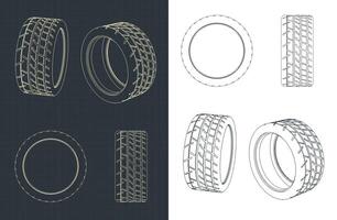 Tire blueprints illustrations vector