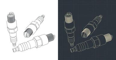 Spark Plug Blueprints vector